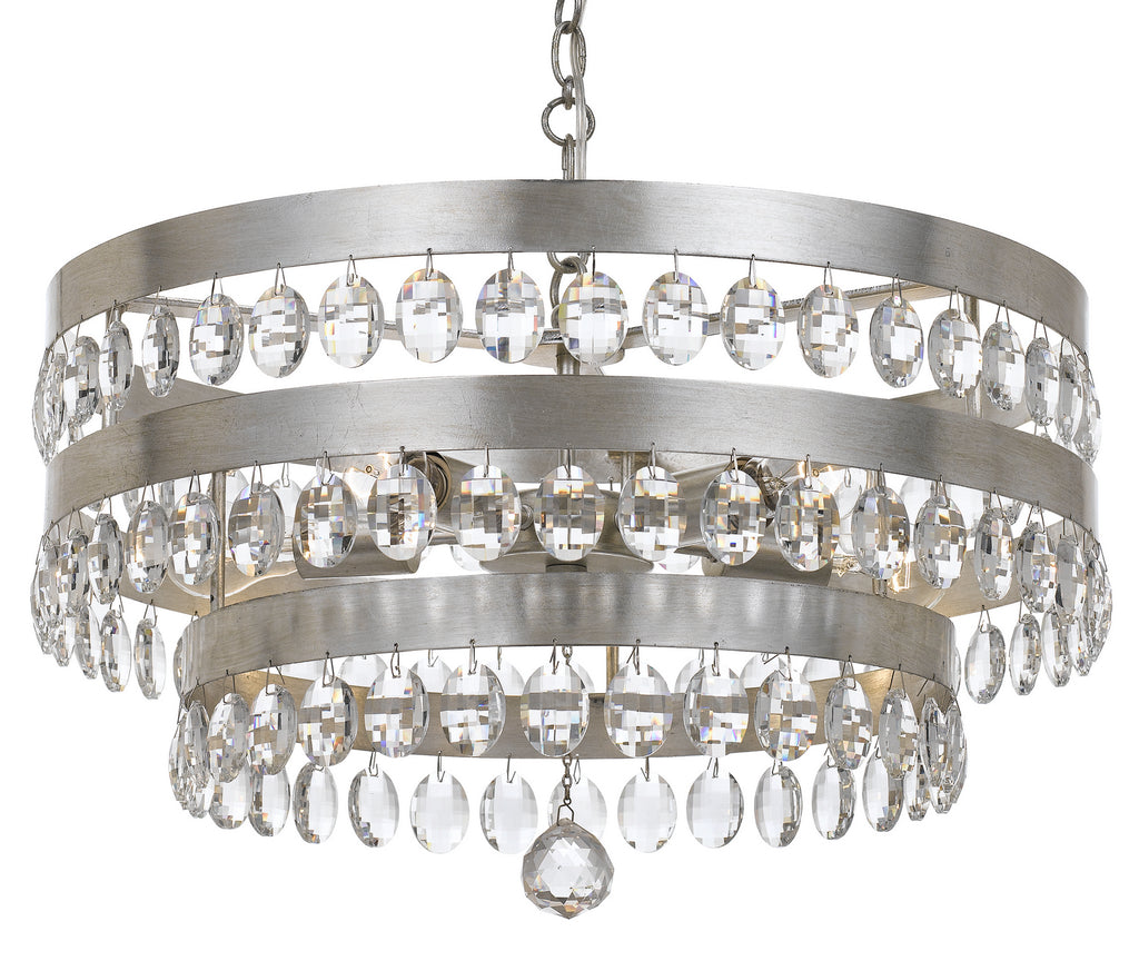 Buy the Perla Five Light Chandelier in Antique Silver by Crystorama ( SKU# 6106-SA )