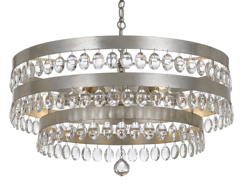 Buy the Perla Six Light Chandelier in Antique Silver by Crystorama ( SKU# 6108-SA )