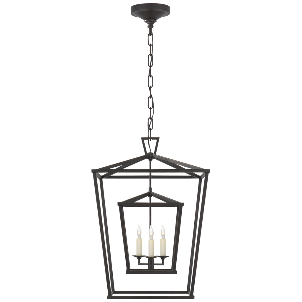 Buy the Darlana Double Cage Three Light Lantern in Aged Iron by Visual Comfort Signature ( SKU# CHC 2178AI )