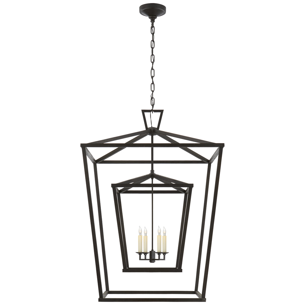 Buy the Darlana Double Cage Four Light Lantern in Aged Iron by Visual Comfort Signature ( SKU# CHC 2199AI )