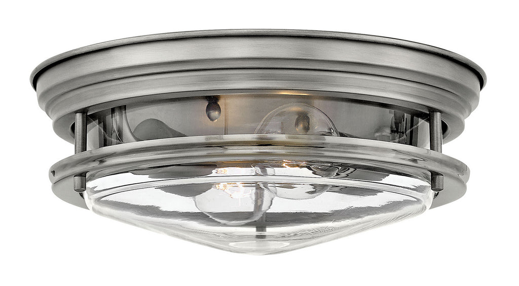 Buy the Hadley LED Flush Mount in Antique Nickel with Clear glass by Hinkley ( SKU# 3302AN-CL )