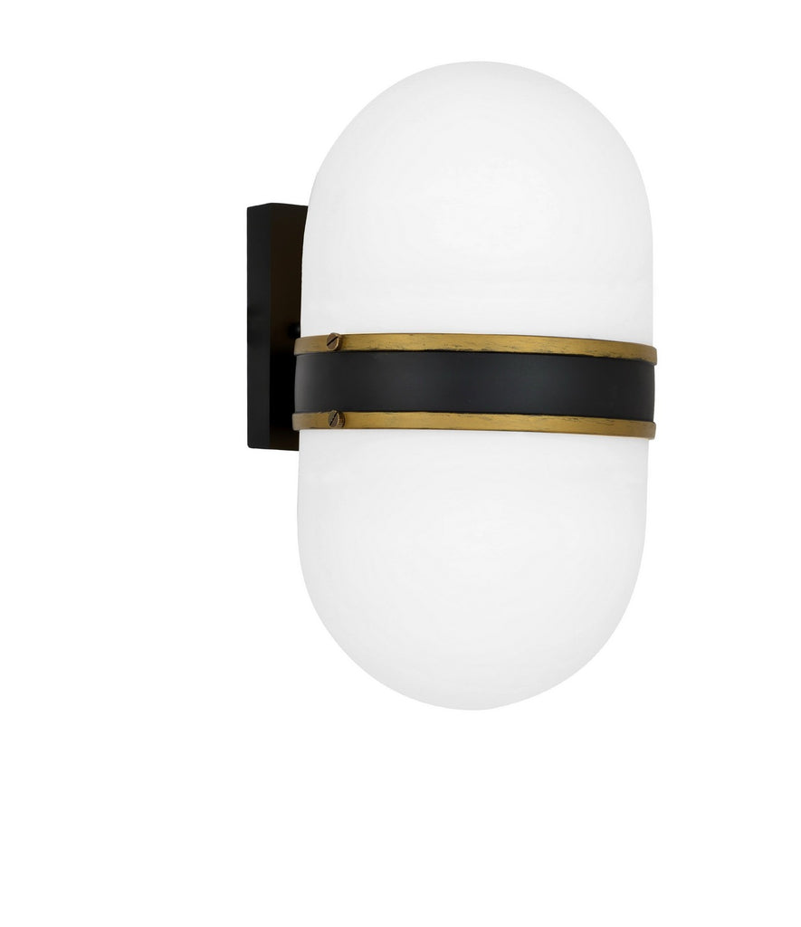 Buy the Capsule Two Light Outdoor Wall Mount in Matte Black / Textured Gold by Crystorama ( SKU# CAP-8504-MK-TG )