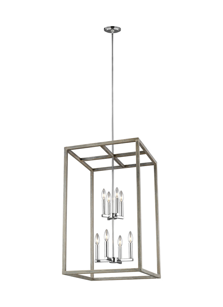 Buy the Moffet Street Eight Light Hall / Foyer Pendant in Washed Pine by Generation Lighting. ( SKU# 5134508-872 )