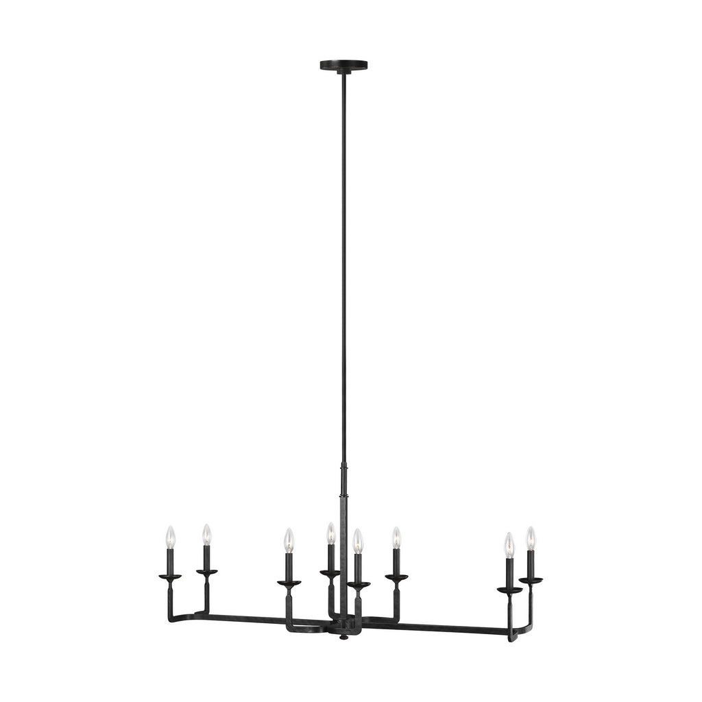 Buy the Ansley Eight Light Linear Chandelier in Aged Iron by Generation Lighting. ( SKU# F3292/8AI )