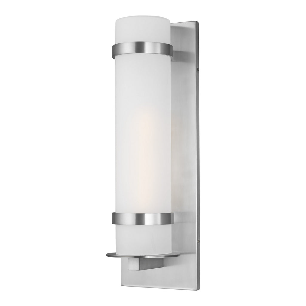 Buy the Alban One Light Outdoor Wall Lantern in Satin Aluminum by Generation Lighting. ( SKU# 8718301EN3-04 )