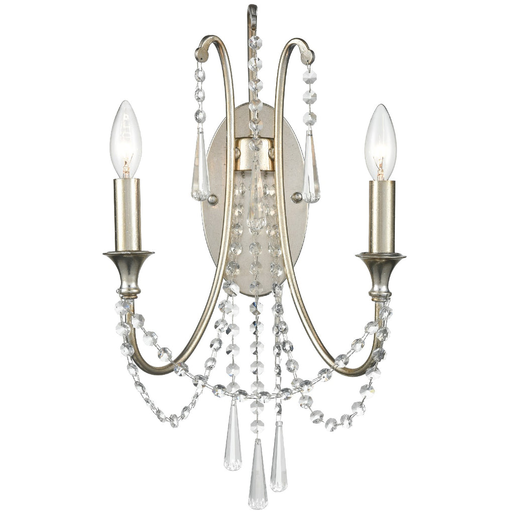 Buy the Arcadia Two Light Wall Mount in Antique Silver by Crystorama ( SKU# ARC-1902-SA-CL-MWP )